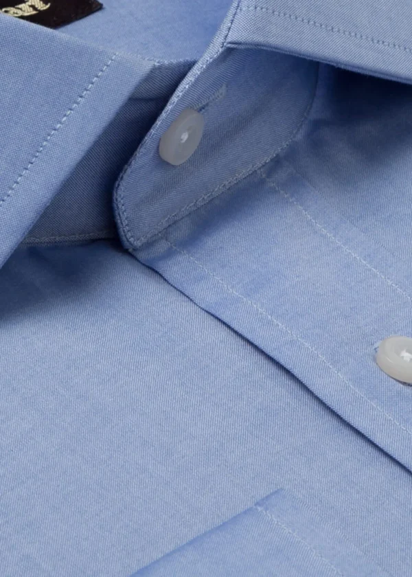 Blue Cotton Slim Fit Dress Shirt