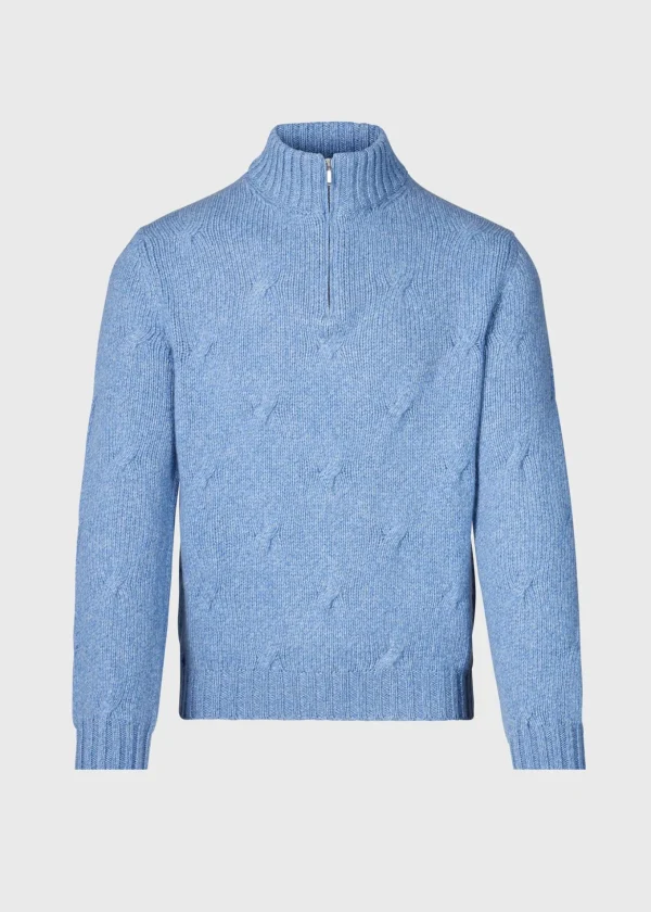 Cable Cashmere Quarter Zip Sweater