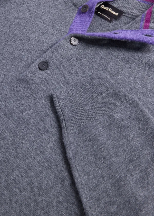 Cashmere Button Mock Neck Sweater