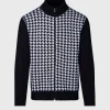 Cashmere Houndstooth Full Zip Sweater