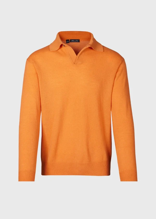 Cashmere One Button Polo