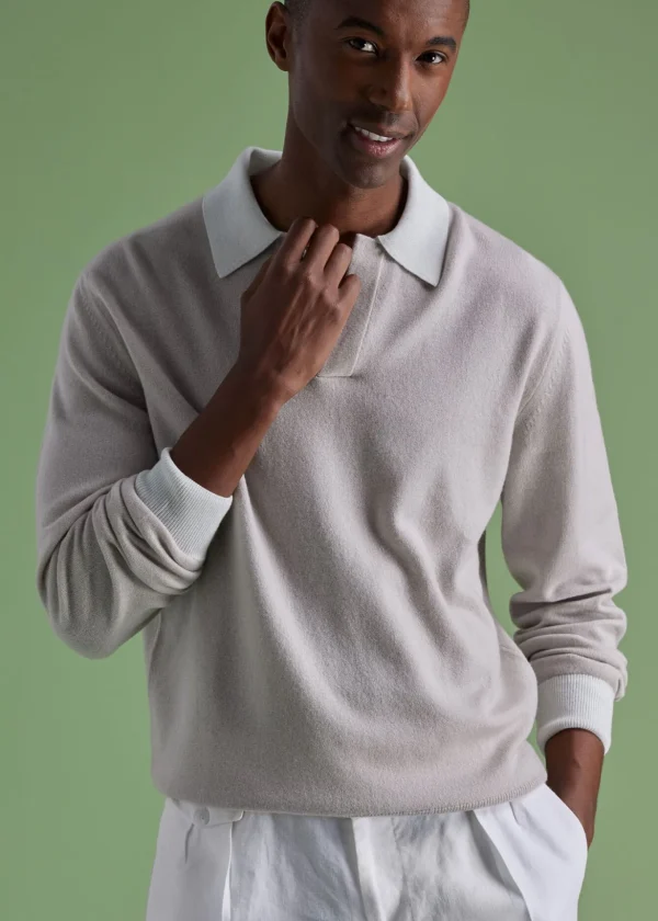 Cashmere Open Collar Polo