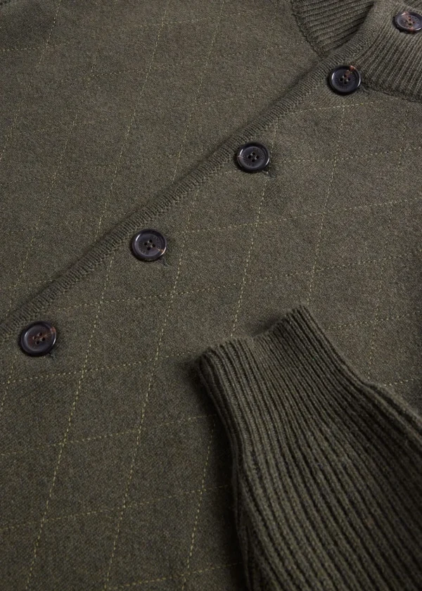 Cashmere Quilted Button Front Cardigan