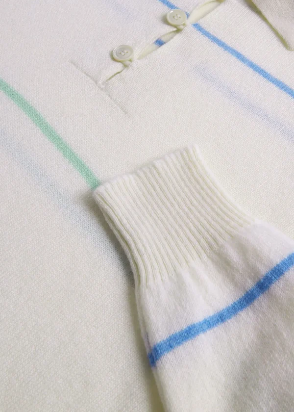 Cashmere Stripe Polo Sweater