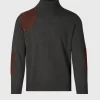 Cashmere Turtleneck With Suede Gun Patch