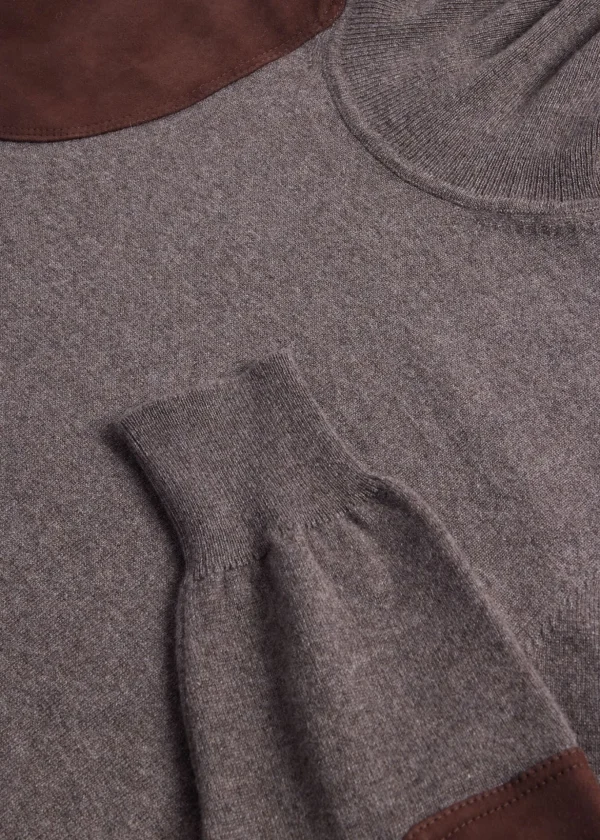 Cashmere Turtleneck With Suede Gun Patch