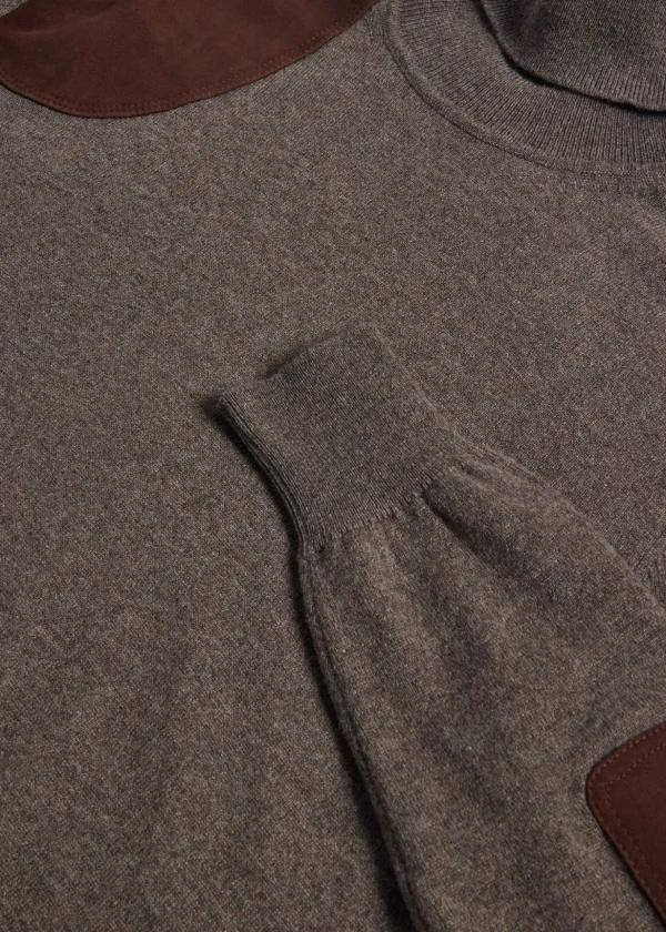 Cashmere Turtleneck With Suede Gun Patch