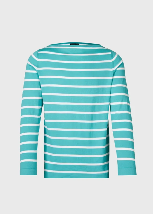 Cotton & Cashmere Boat Neck Stripe Pullover