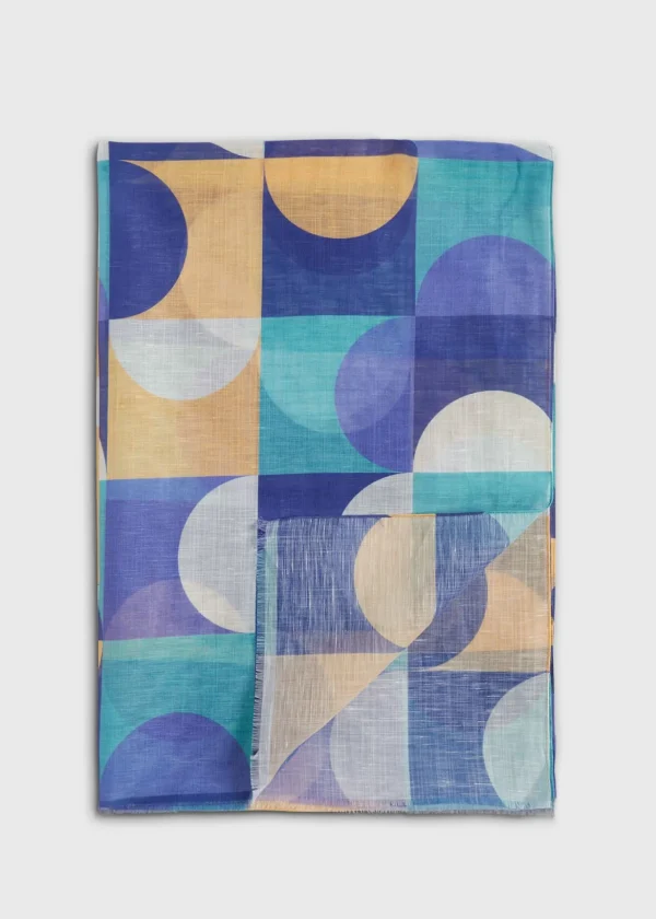 Cotton & Linen Abstract Print Scarf