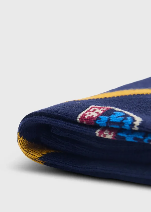 Cotton Crest Motif Sock