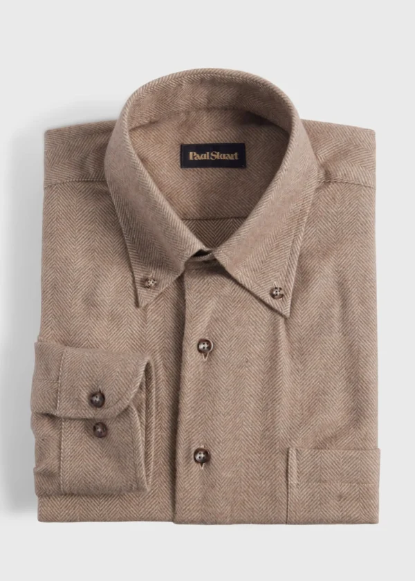 Cotton Flannel Herringbone Sport Shirt