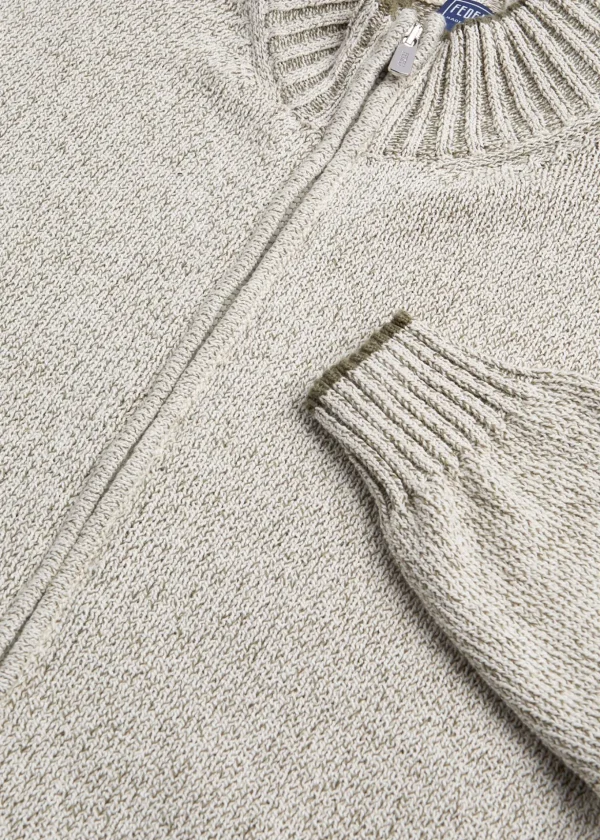 Cotton Mouliné Zip Cardigan