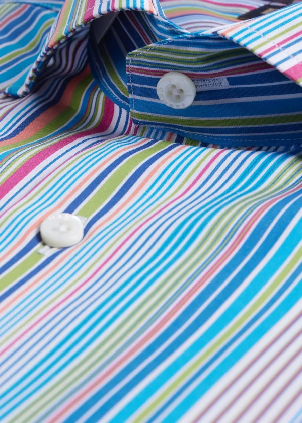 Cotton Multicolor Stripe Sport Shirt
