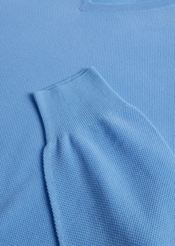 Cotton Piqué V-Neck Sweater