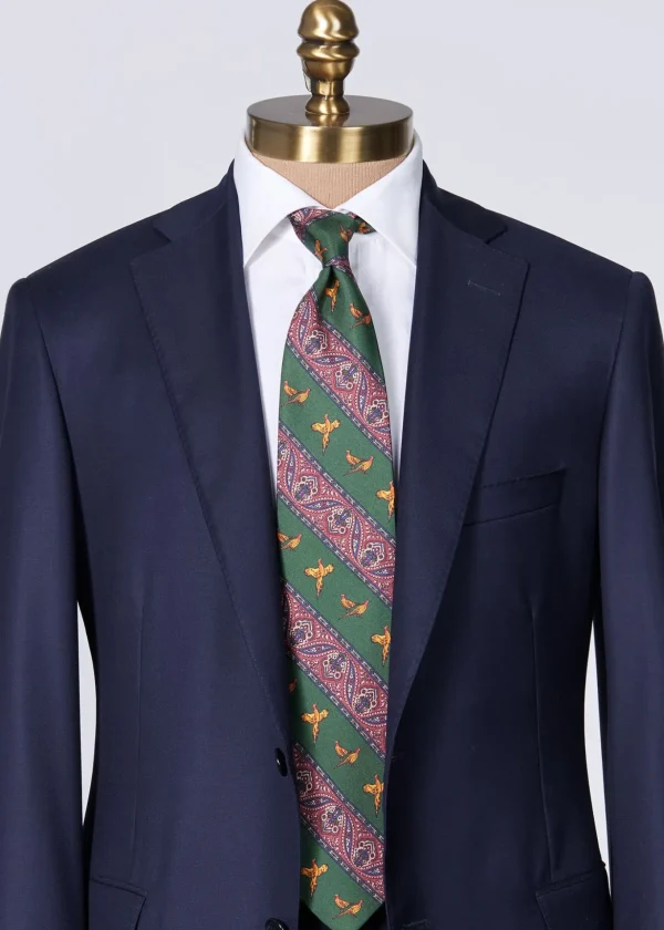 Deco Stripe And Bird Print Tie