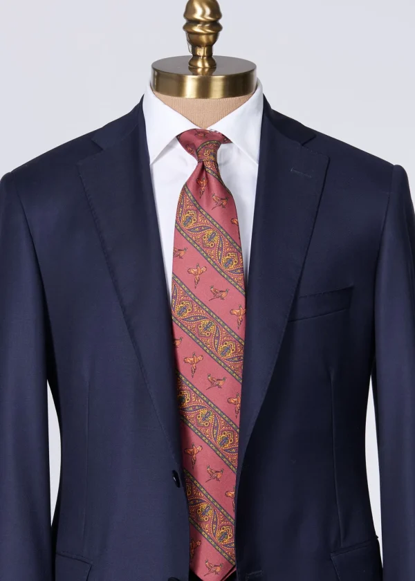 Deco Stripe And Bird Print Tie