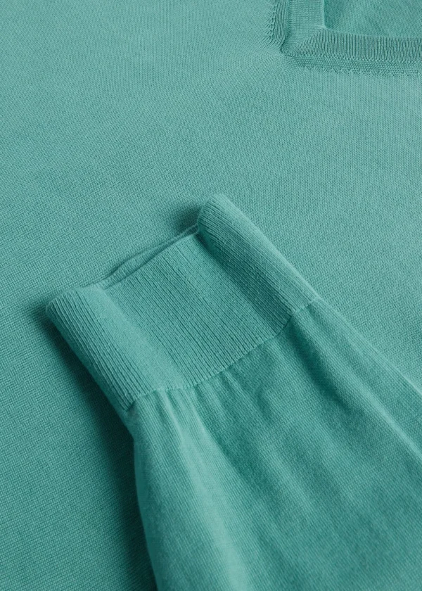 Fine Gauge Cotton V-Neck Sweater