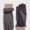 Herringbone & Leather Gloves