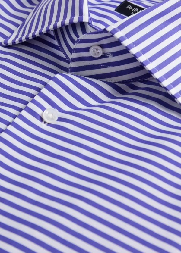 Horizontal Stripe Cotton Dress Shirt