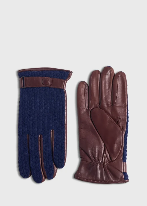 Knit And Leather Two Tone Glove