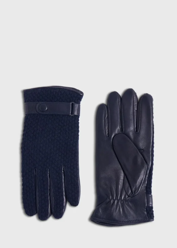 Knit And Leather Two Tone Glove