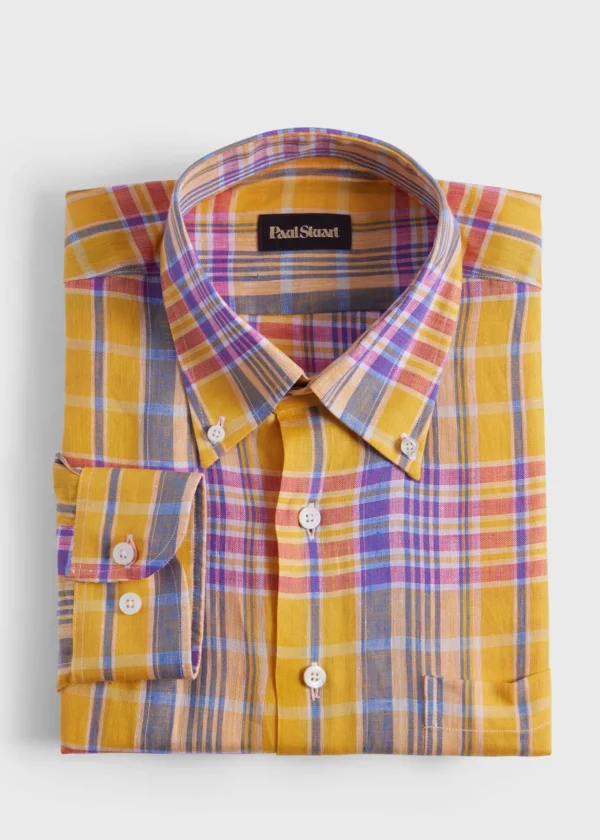 Linen Plaid Sport Shirt