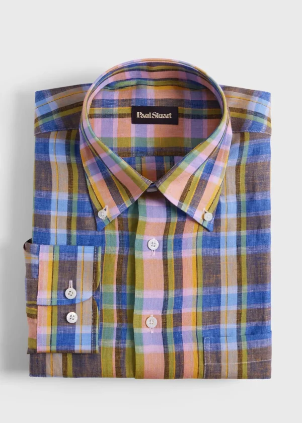 Linen Plaid Sport Shirt