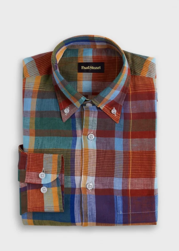 Linen Plaid Sport Shirt