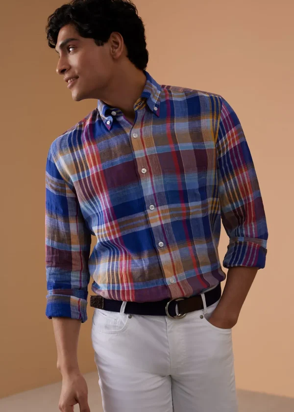 Linen Plaid Sport Shirt