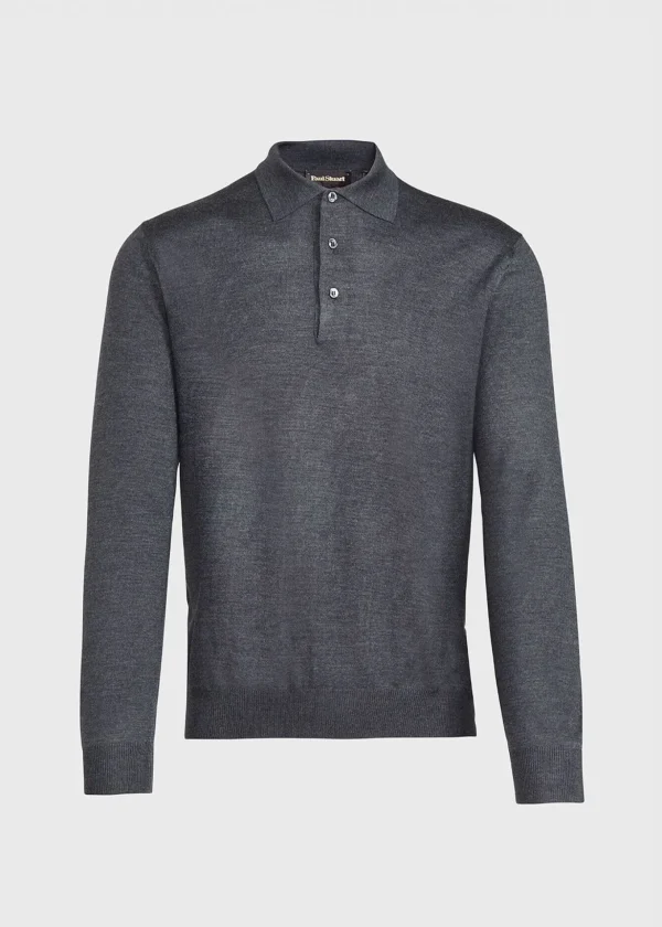 Long Sleeve Merino Wool Polo Shirt