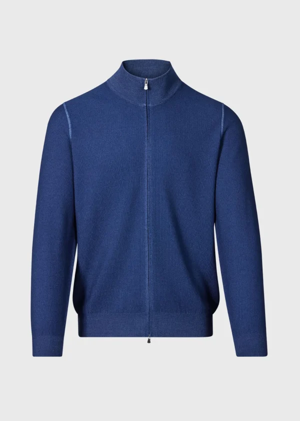 Merino Wool Rice Stitch Zip Cardigan