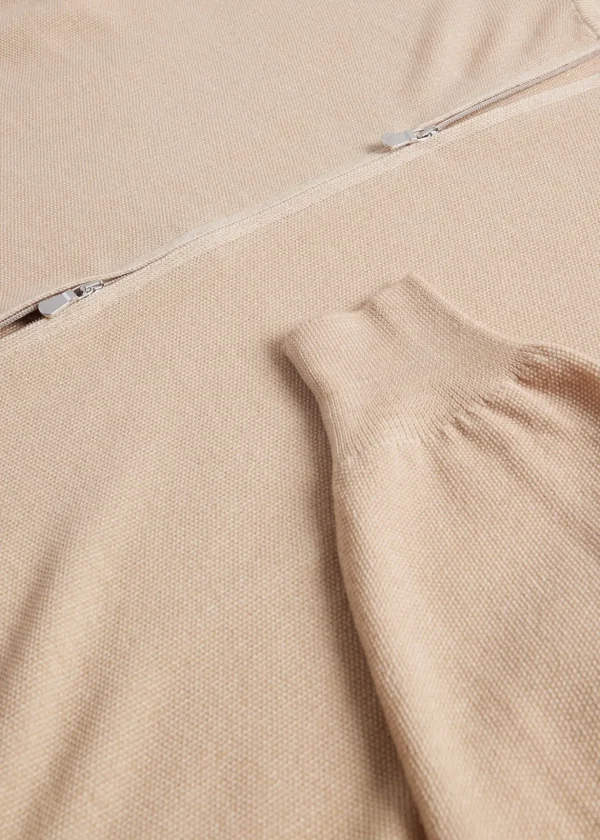 Merino Wool Rice Stitch Zip Cardigan