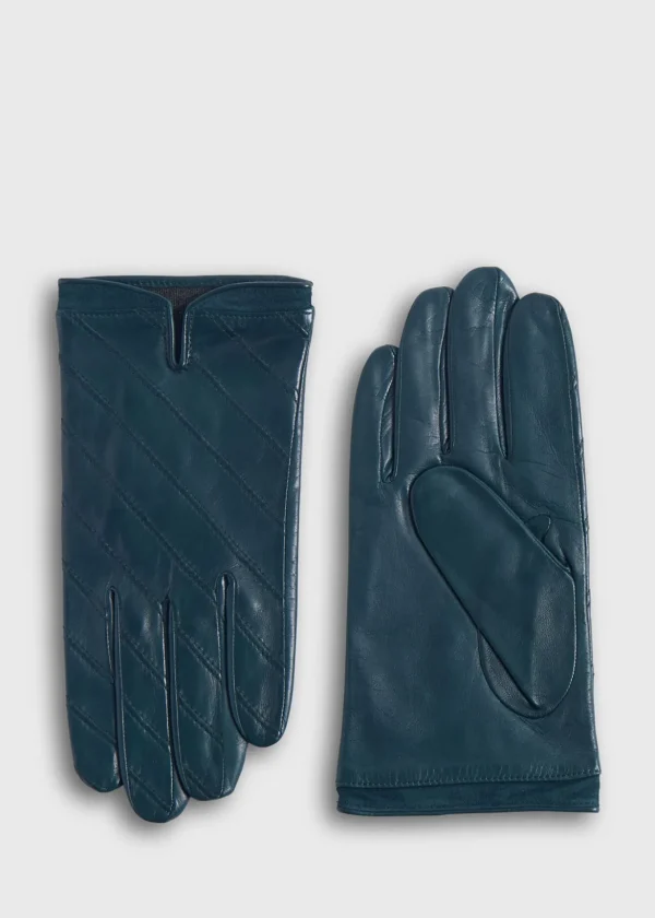 Nappa Leather Glove With Diagonal Stitching