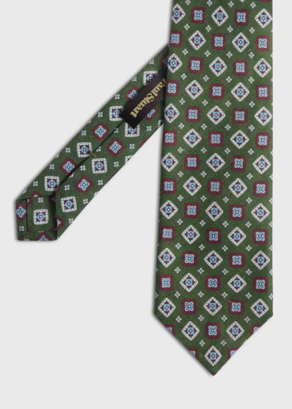 Printed Linen Medallion Tie