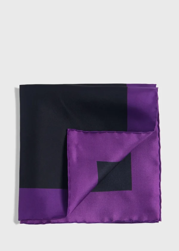 Printed Silk Color Block Pocket Square