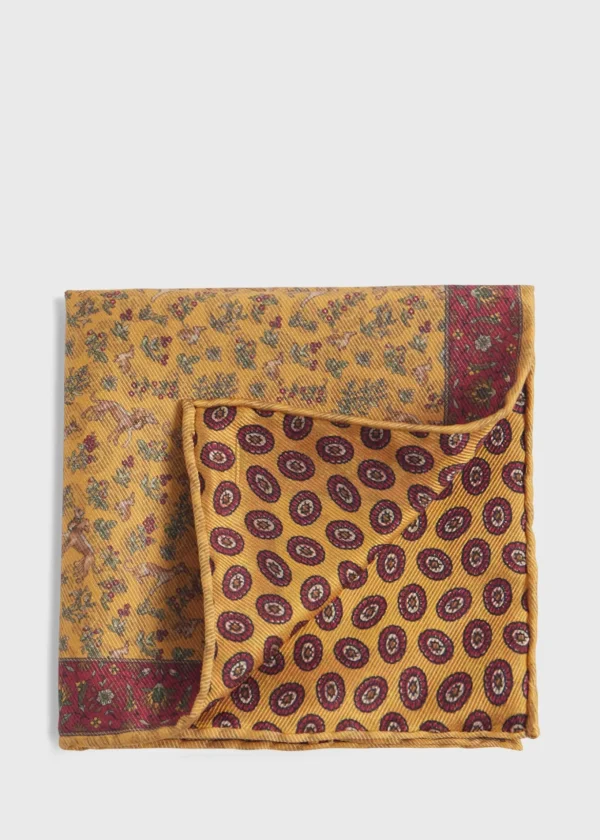 Printed Silk Dog Motif Pocket Square