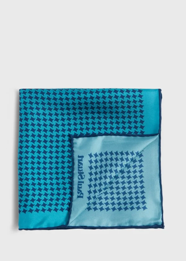 Printed Silk Houndstooth Pocket Square