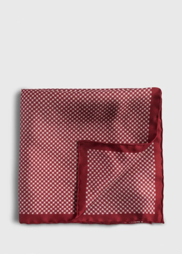 Printed Silk Houndstooth Pocket Square