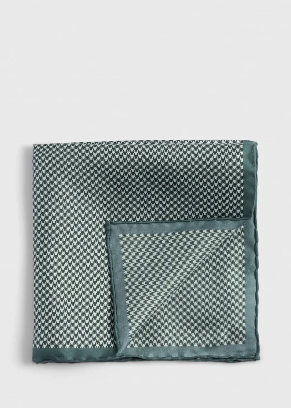 Printed Silk Houndstooth Pocket Square
