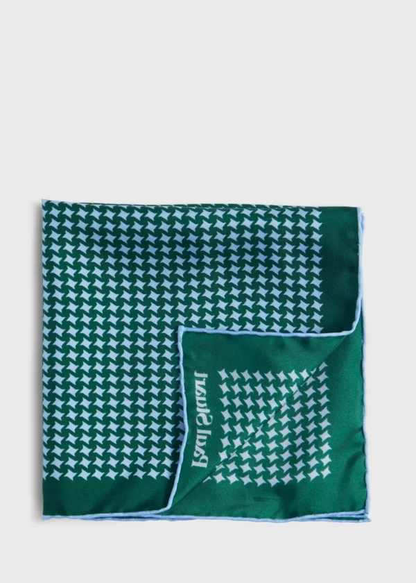 Printed Silk Houndstooth Pocket Square