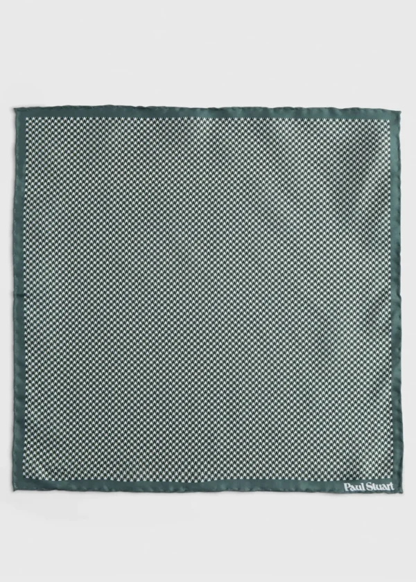 Printed Silk Houndstooth Pocket Square