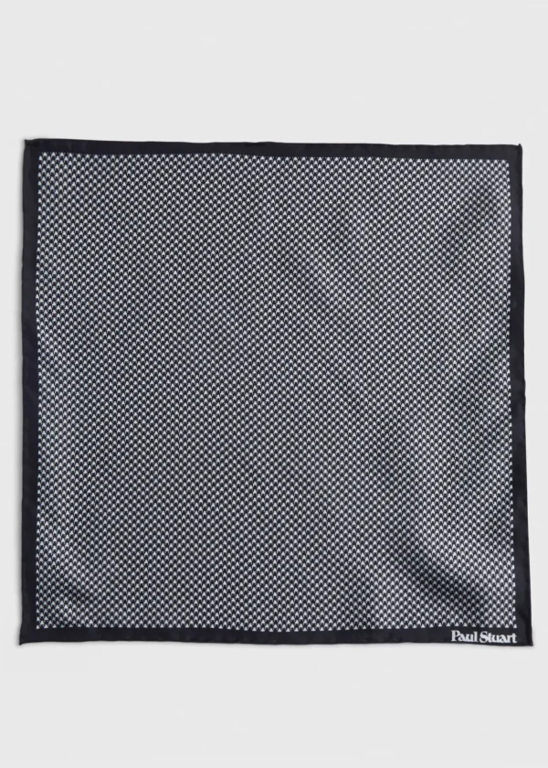 Printed Silk Houndstooth Pocket Square