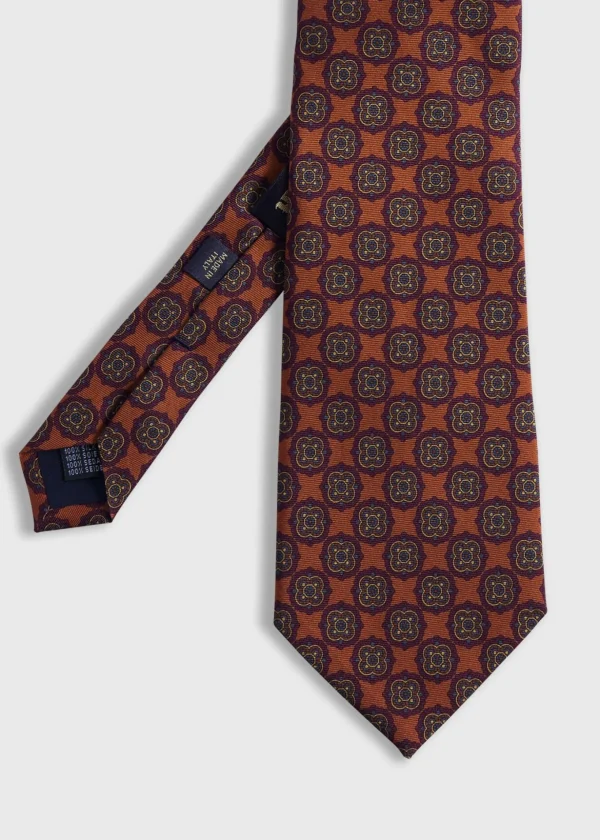 Printed Silk Madder Medallion Tie
