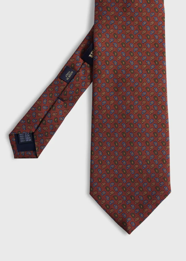 Printed Silk Madder Tossed Pine Tie