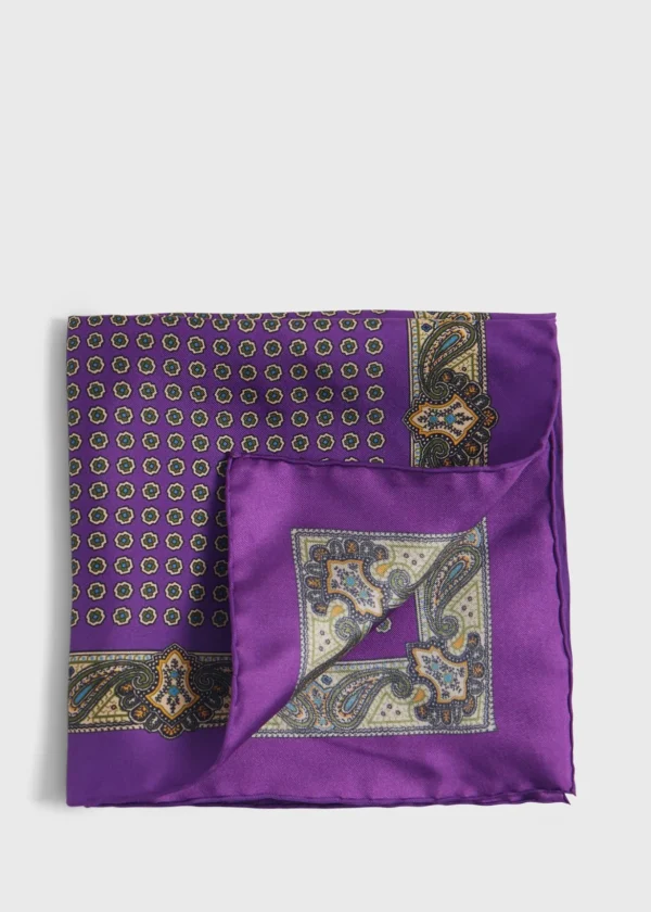 Printed Silk Medallion And Paisley Pocket Square