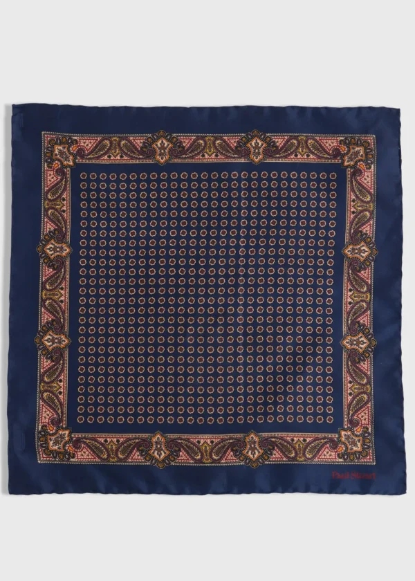 Printed Silk Medallion And Paisley Pocket Square