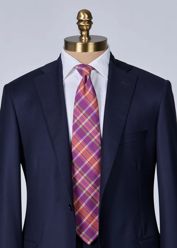 Printed Silk Plaid Tie