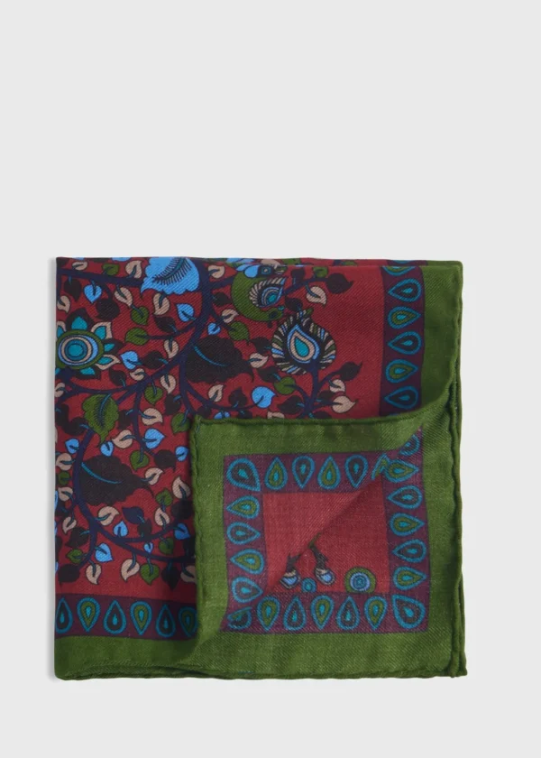 Printed Tree And Deer Pocket Square