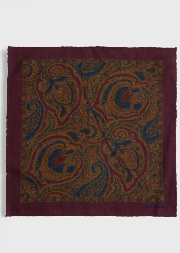 Printed Wool Flannel Paisley Pocket Square