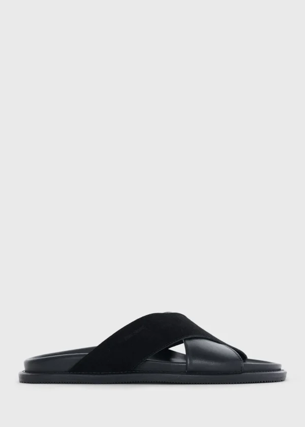 Punta Leather & Suede Crossover Slide